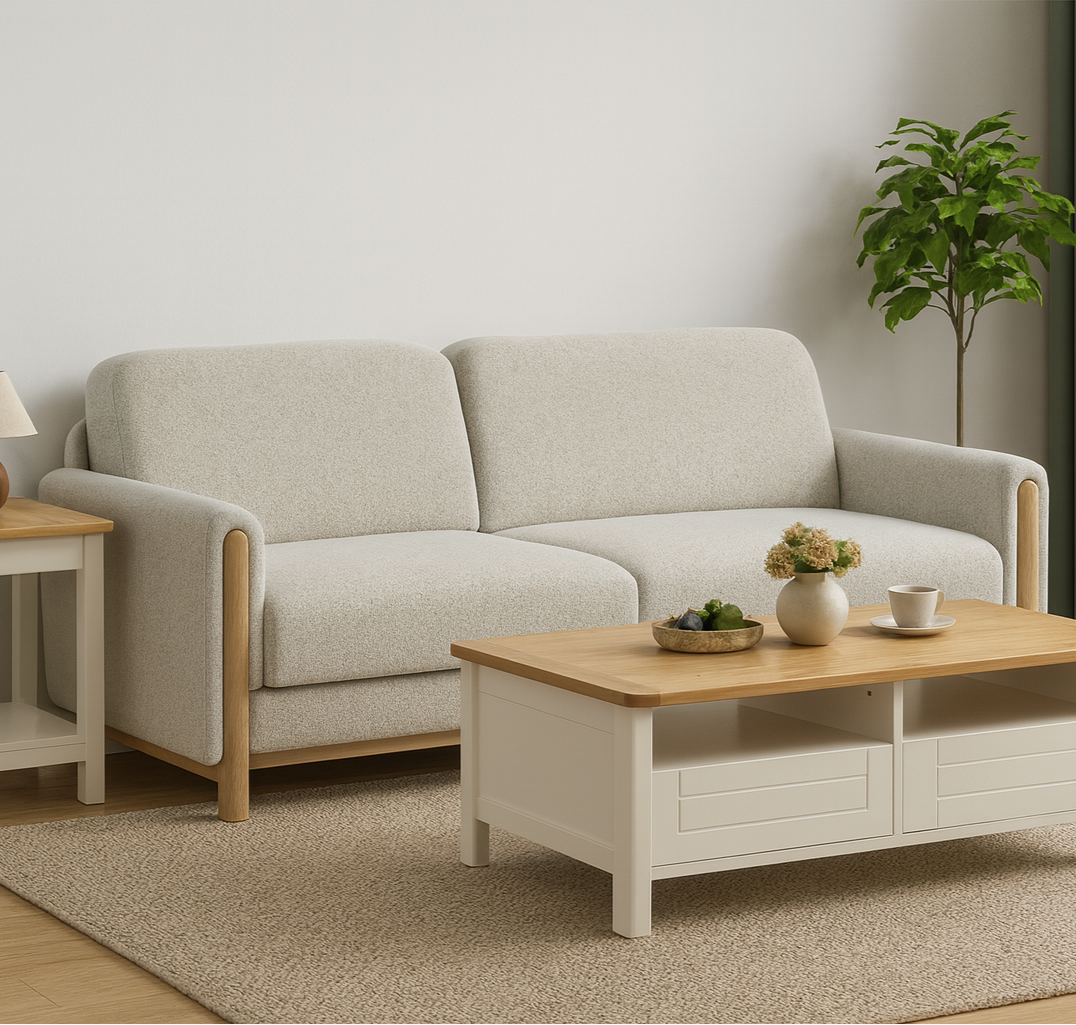 Noale Three Seater Sofa, Beige
