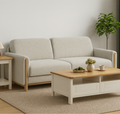Noale Three Seater Sofa, Beige