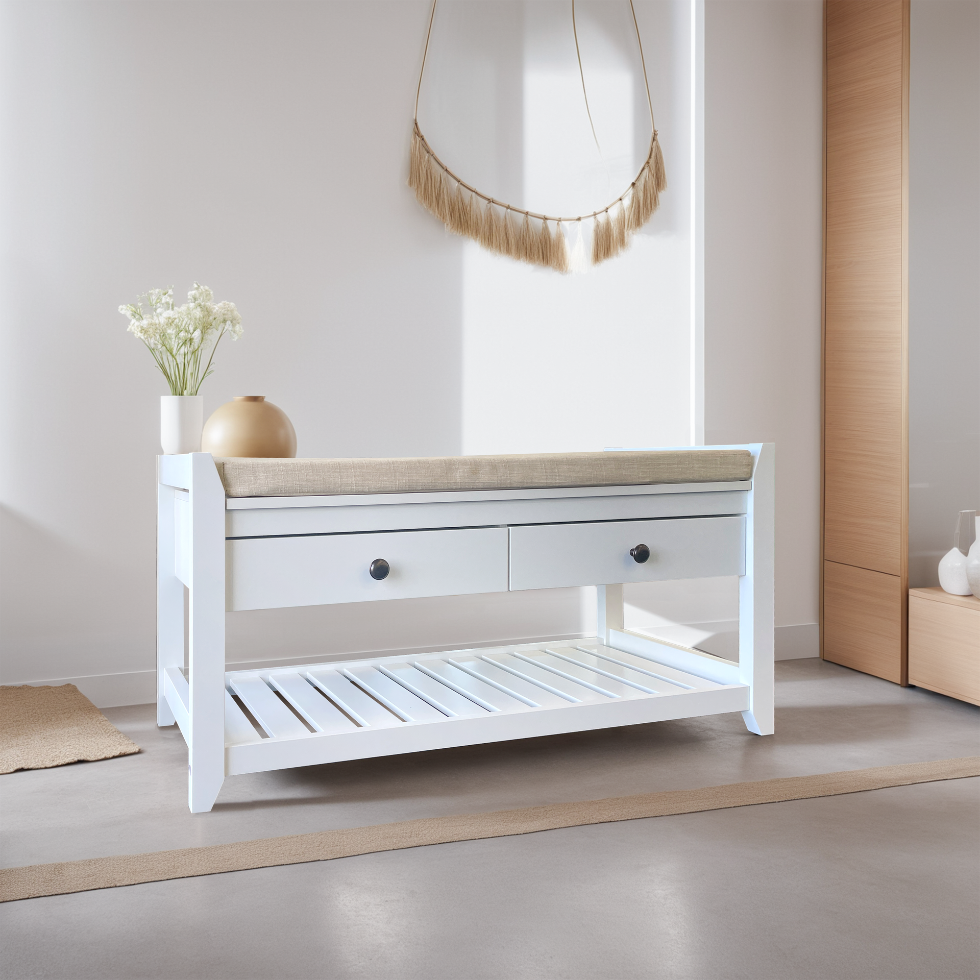Conca Shoe Bench, White
