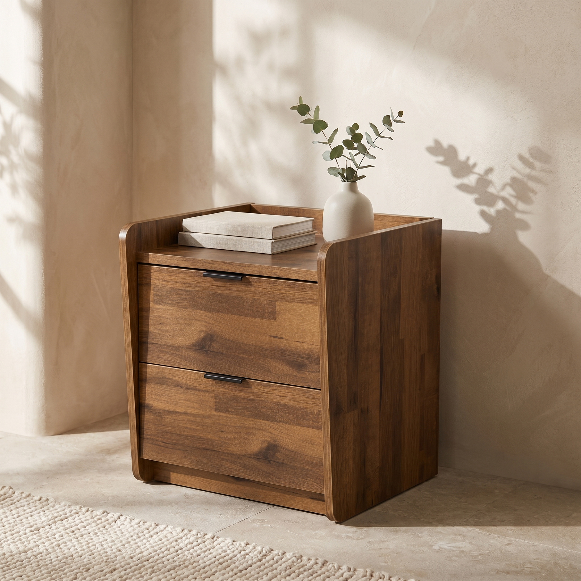 Corsi Bedside Table, Elmwood