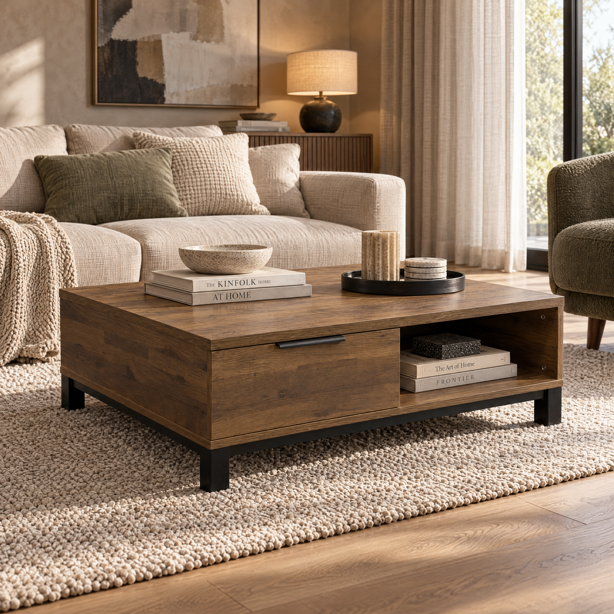 Corsi Coffee Table, 1.1M, Elmwood