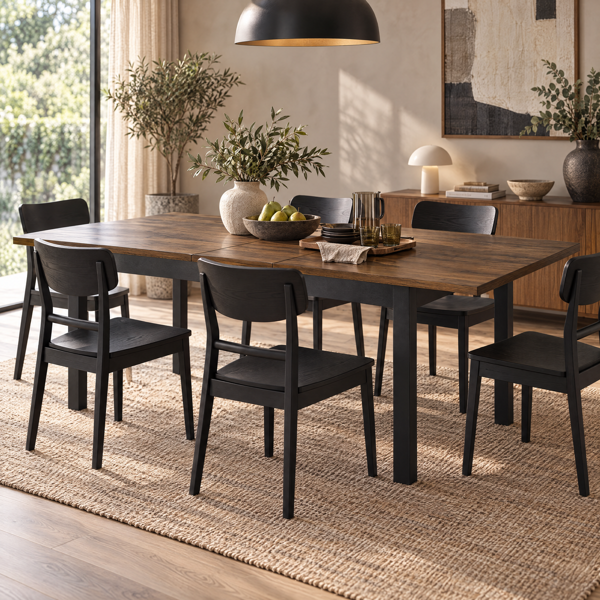 Corsi Extendable Dining Table, 1.6-2M, Elmwood & Black