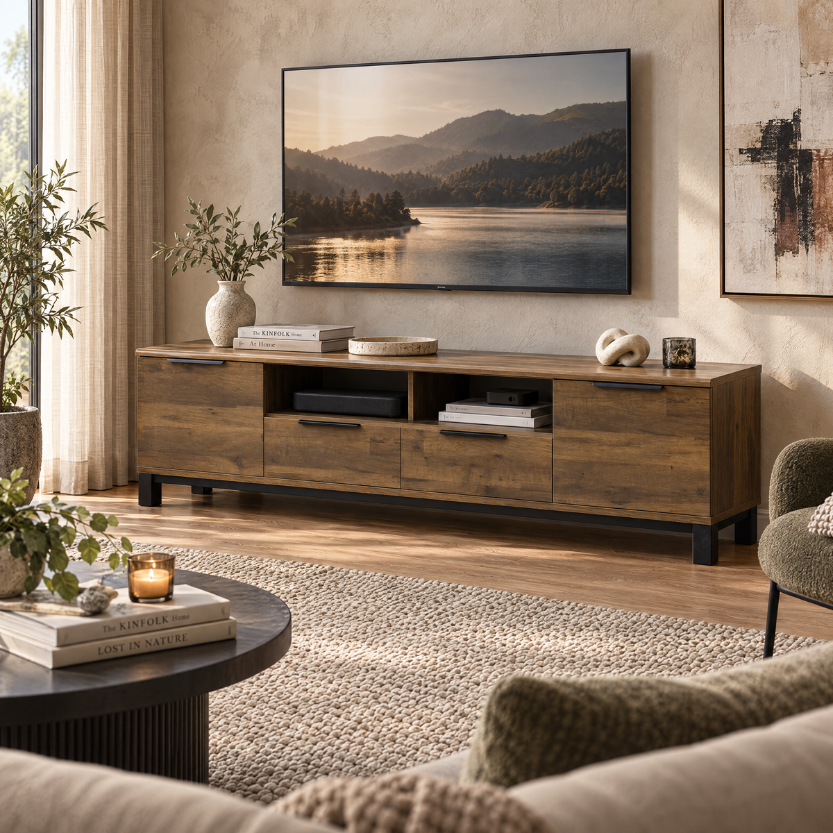 Corsi TV Stand, 1.8M, Elmwood