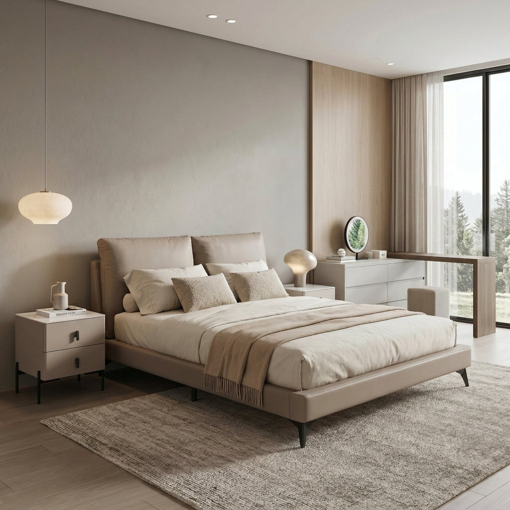 Upholstered Series bedroom collection bundle with bed frame and bedside tables | Proferlo