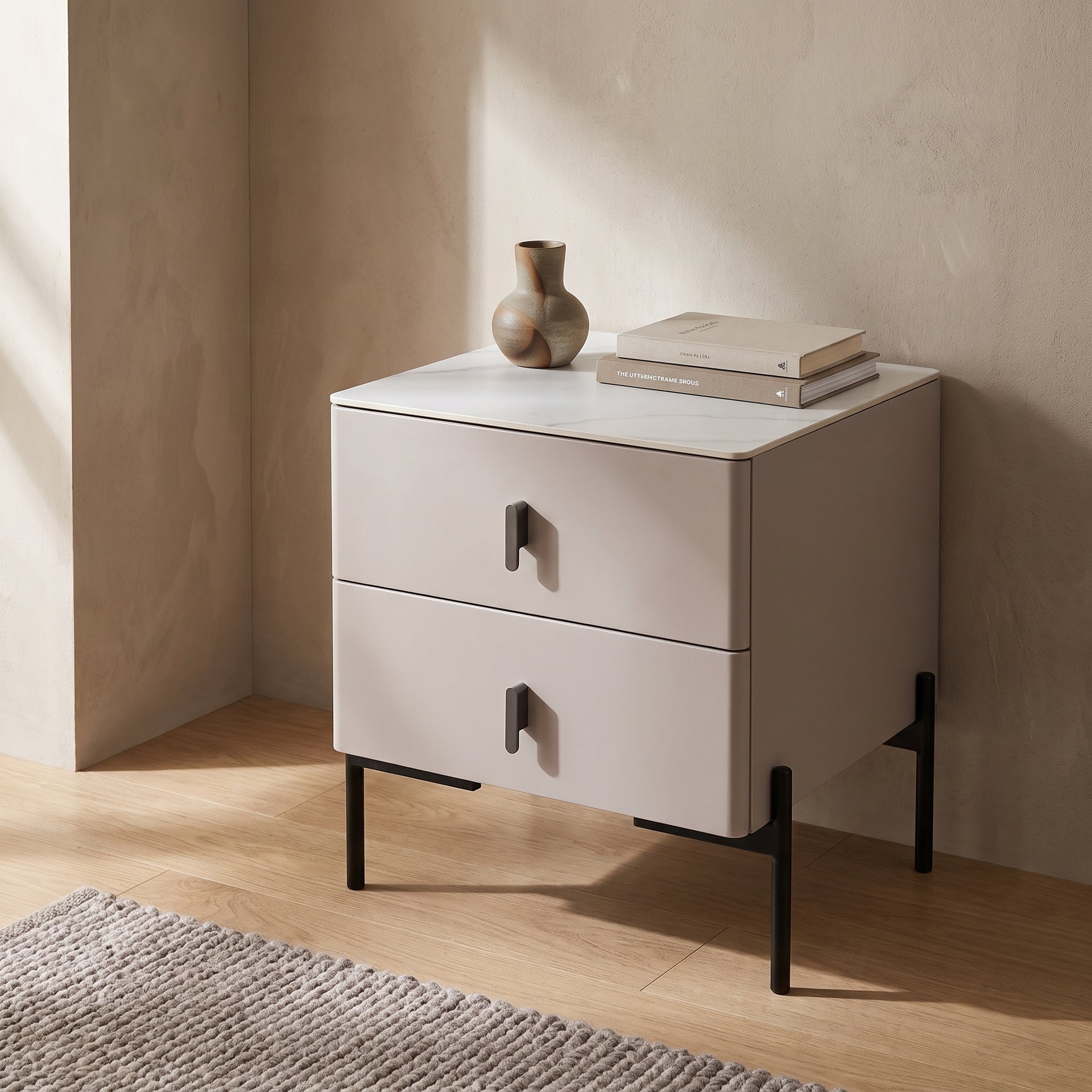 Dozza Bedside Table, Greige