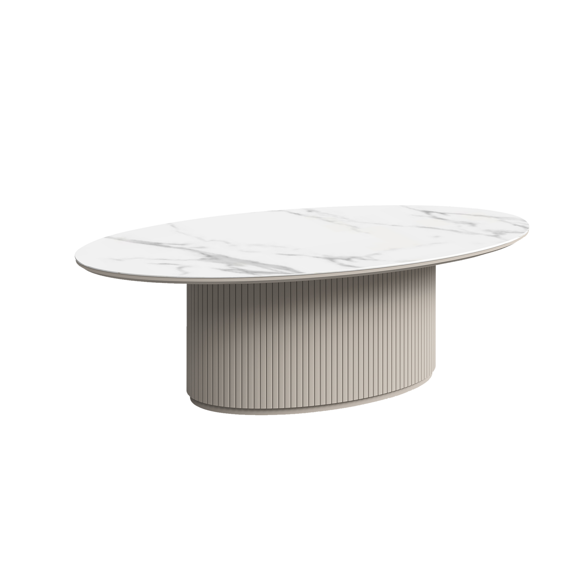 Bruil Oval coffee table 1.3M, Matte White & Khaki Grey