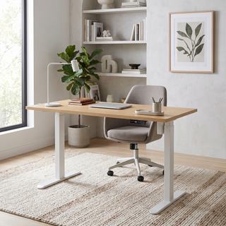 Edge Electric Standing Desk, 1.4M, Oak & White