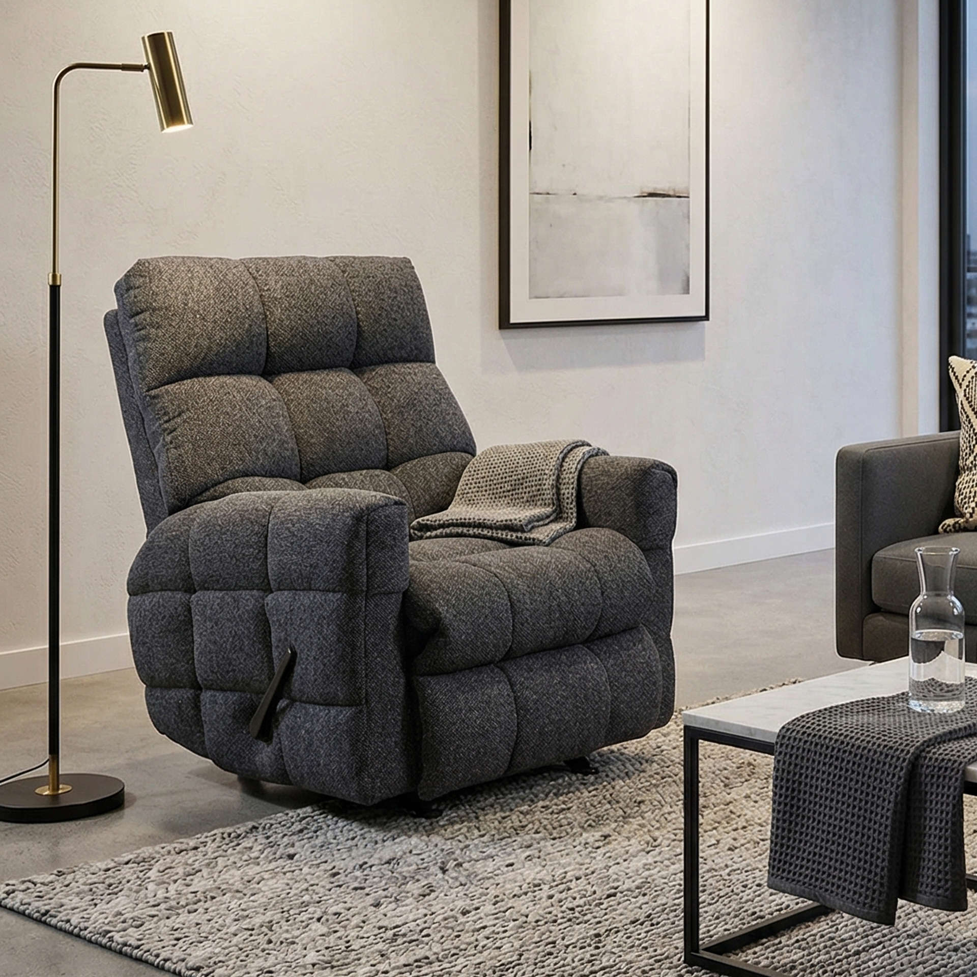 Elba Recliner Chair, Dark Grey
