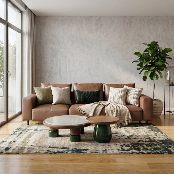 Fano Three Seater Sofa delivers a classic, leather-look appeal with its rich brown PU upholstery and fully cushioned design.