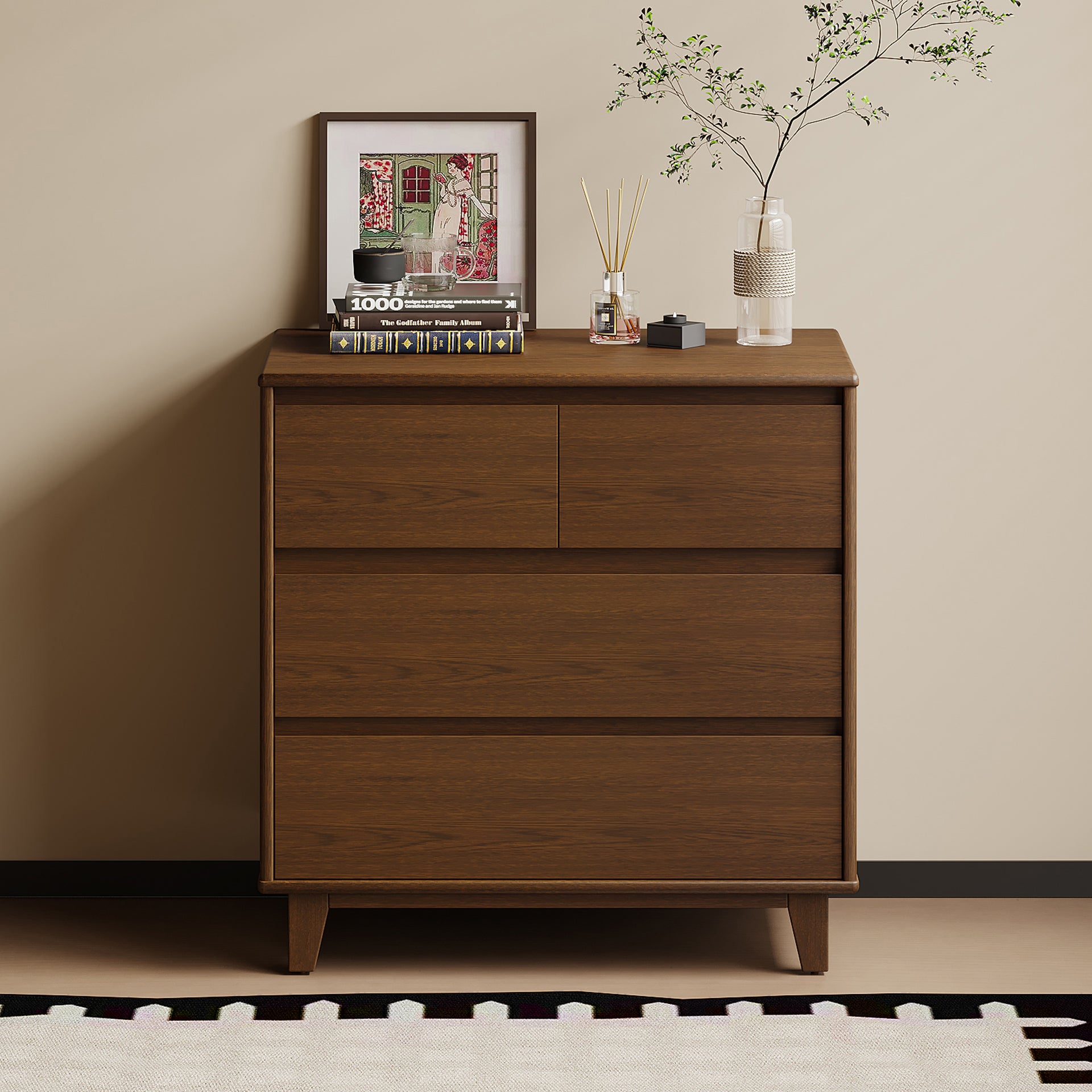 Arezzo 2 over 2 Lowboy, Claro Walnut