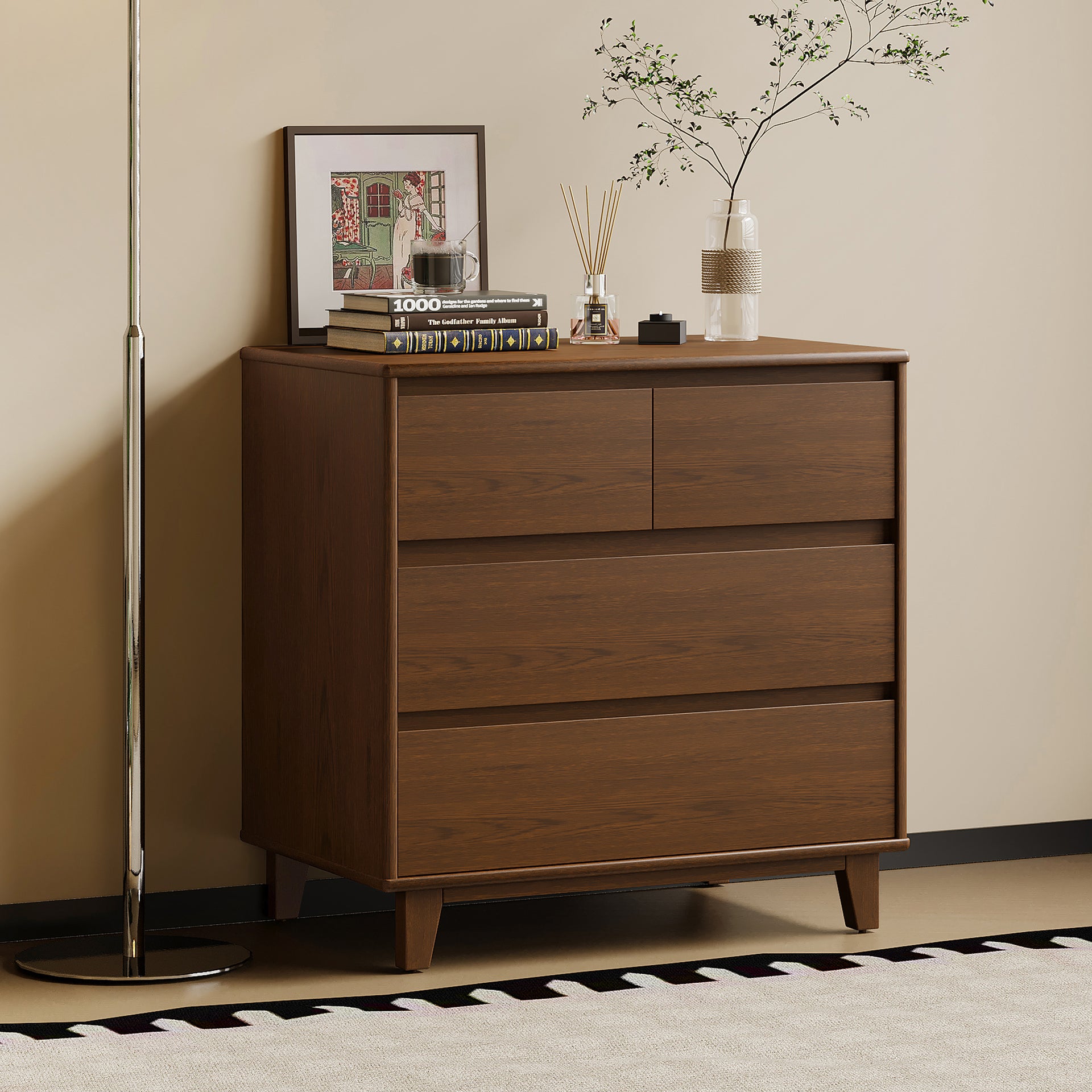 Arezzo 2 over 2 Lowboy, Claro Walnut