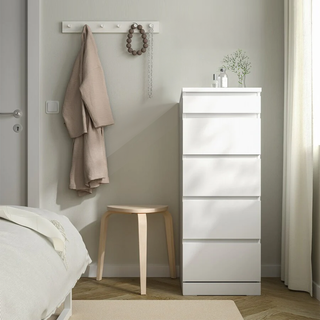 Sotta 5 Drawers Slimboy with Mirror, White