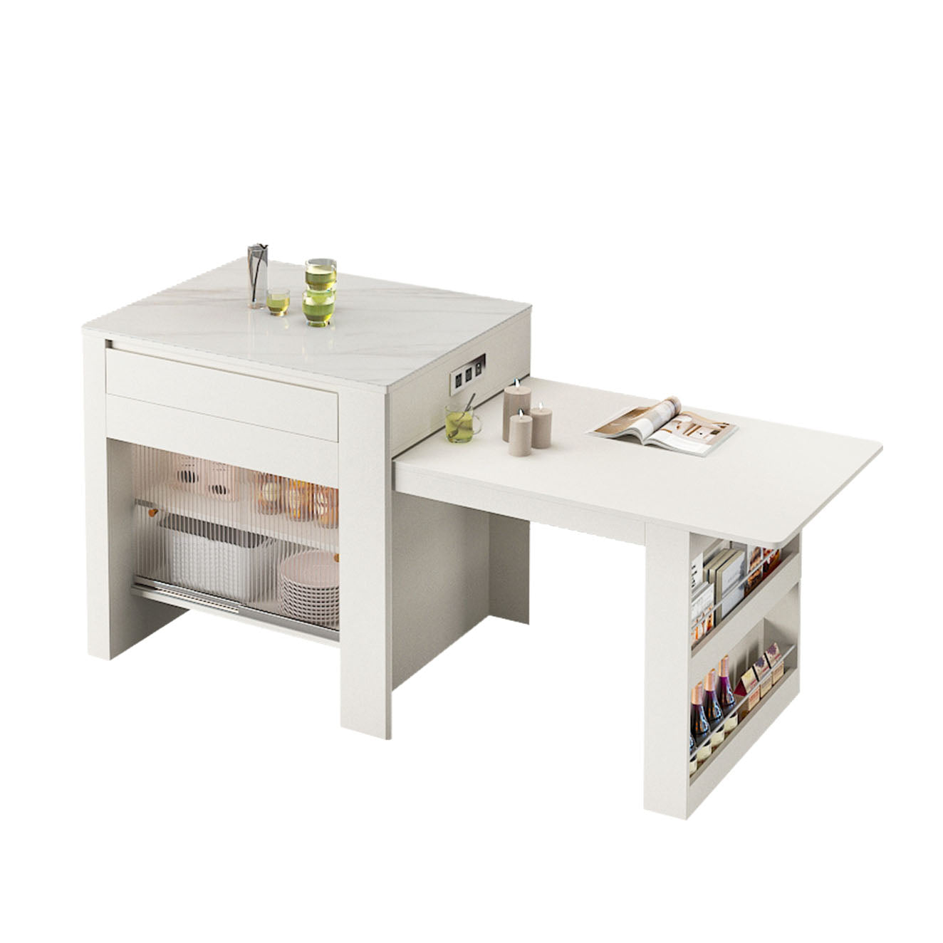 Forli Extendable Kitchen Island, White