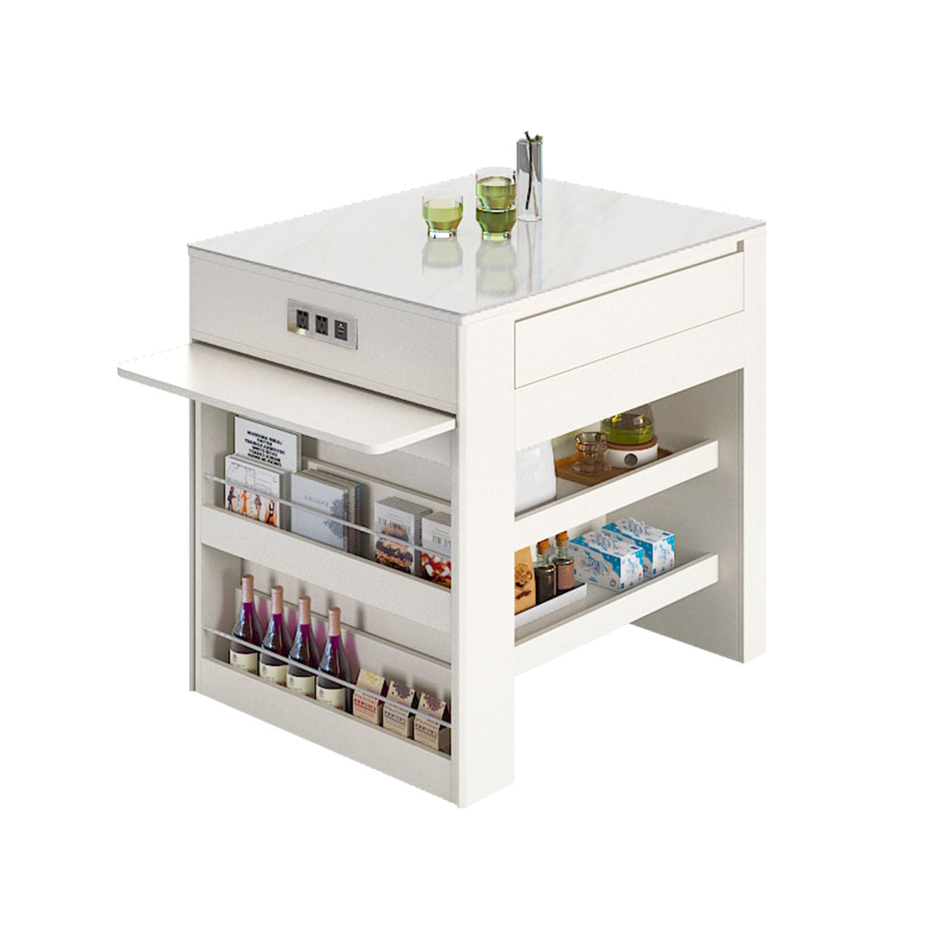 Forli Extendable Kitchen Island, White