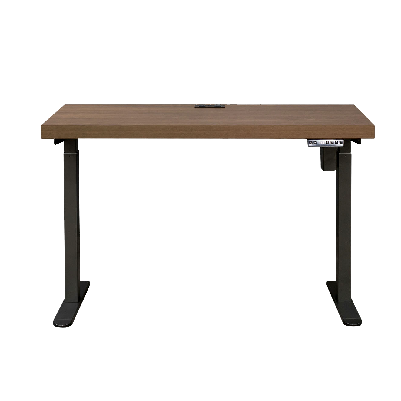 Asti Electric Standing Desk w Charger, 1.4M, Golden Walnut & Black