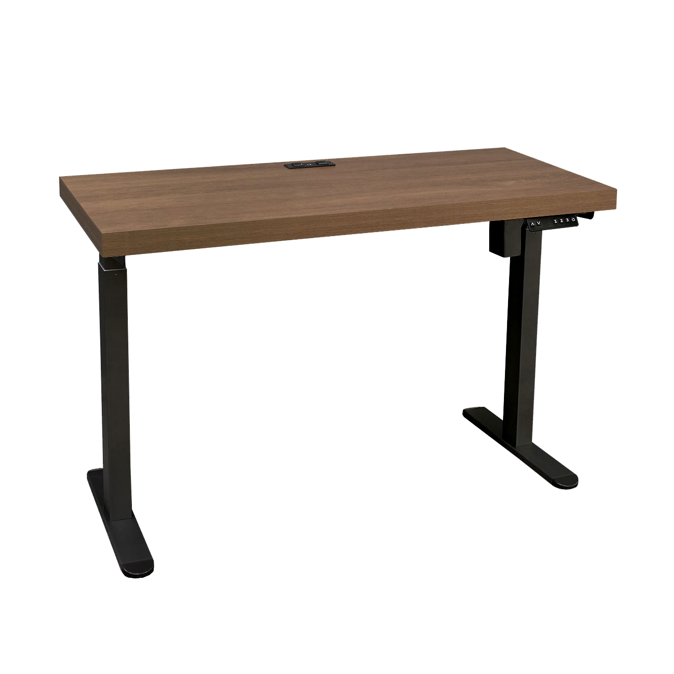 Asti Electric Standing Desk w Charger, 1.4M, Golden Walnut & Black