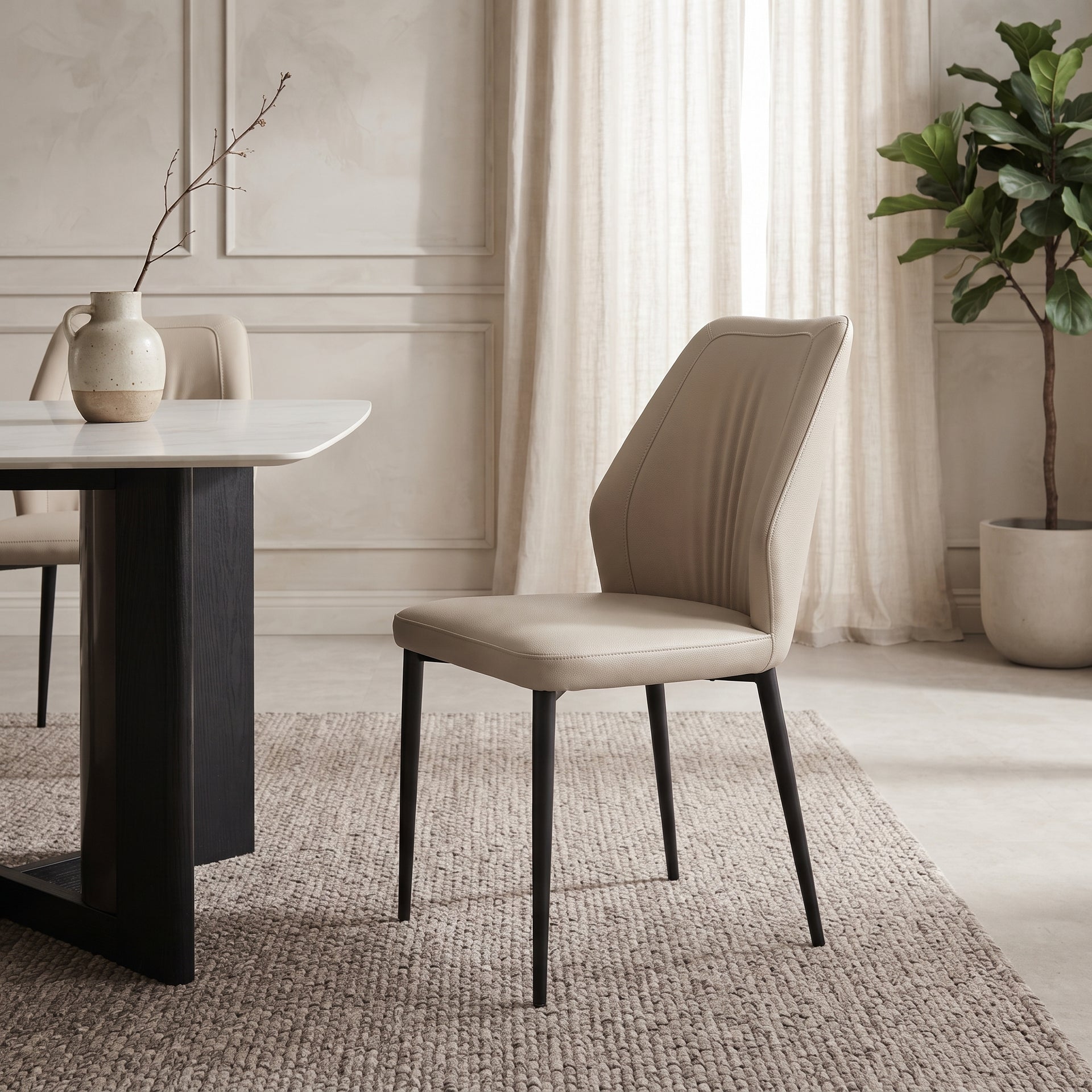 Gela Dining Chair, Beige, Set of 2