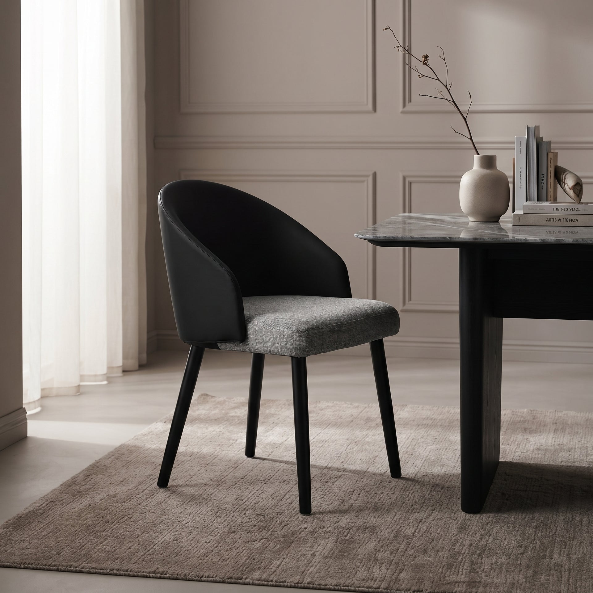 Giba Dining Chair, Black & Grey, Set Of 2