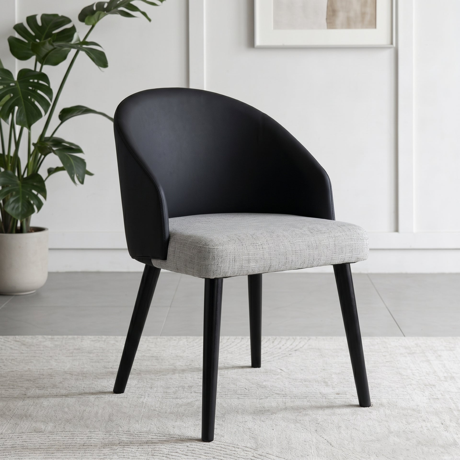 Giba Dining Chair, Black & Grey, Set Of 2