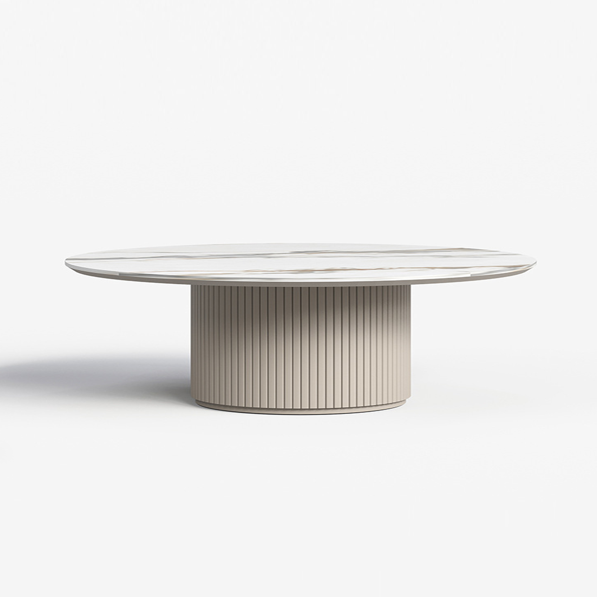 Bruil Oval coffee table 1.3M, Matte White & Khaki Grey