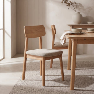 Lazio Dining Chair, Wood & Khaki Brown, Set of 2