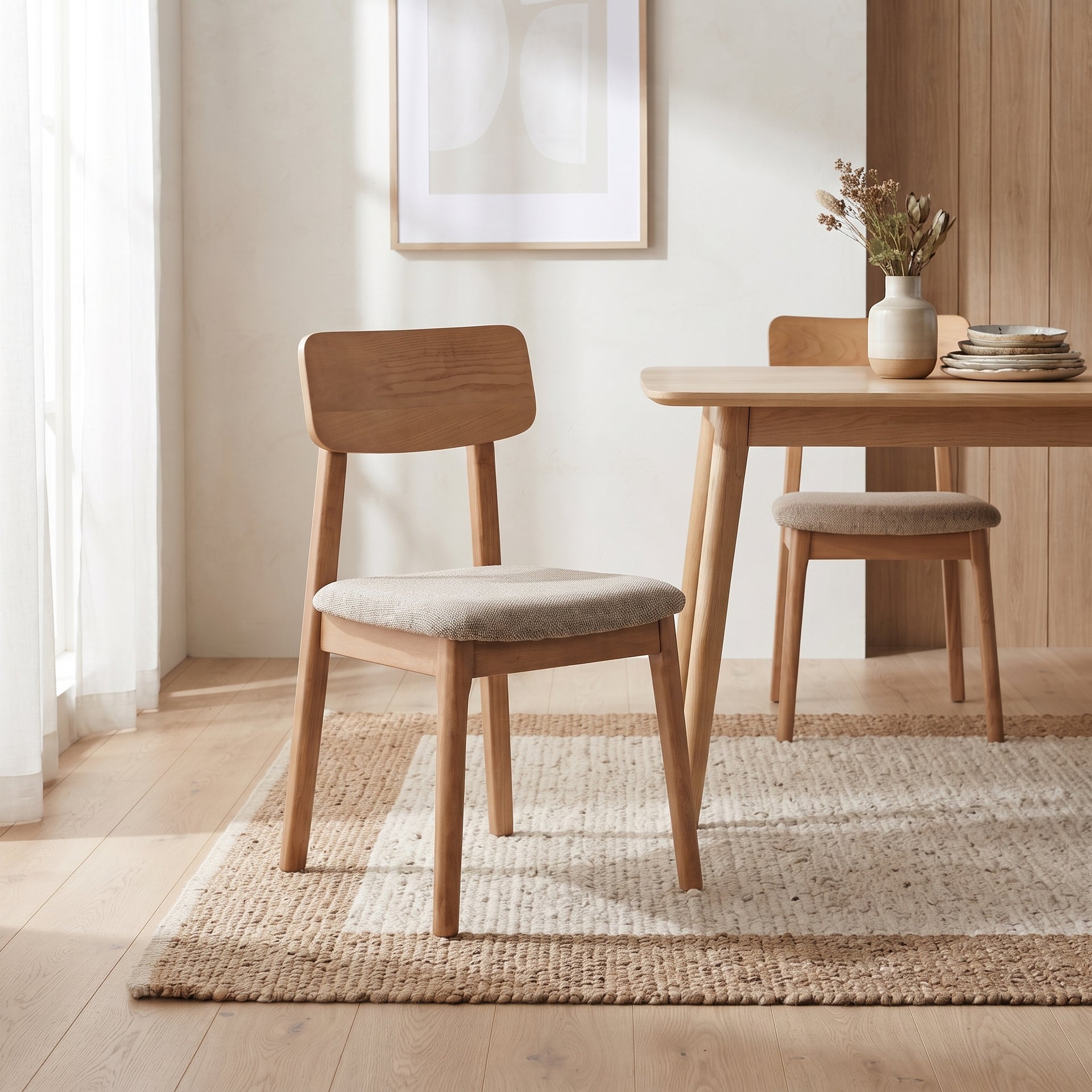 Lazio Dining Chair, Wood & Khaki Brown, Set of 2