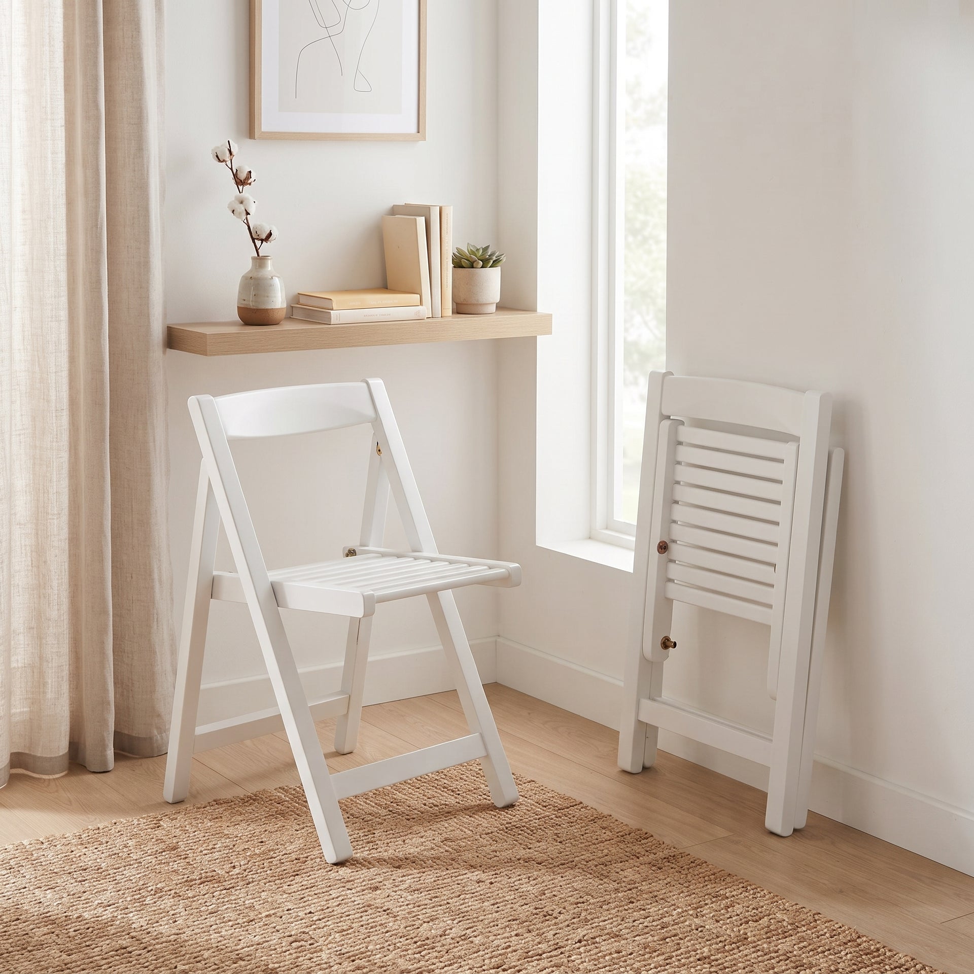 Lecce Foldable Dining Chair, White, Set of 2