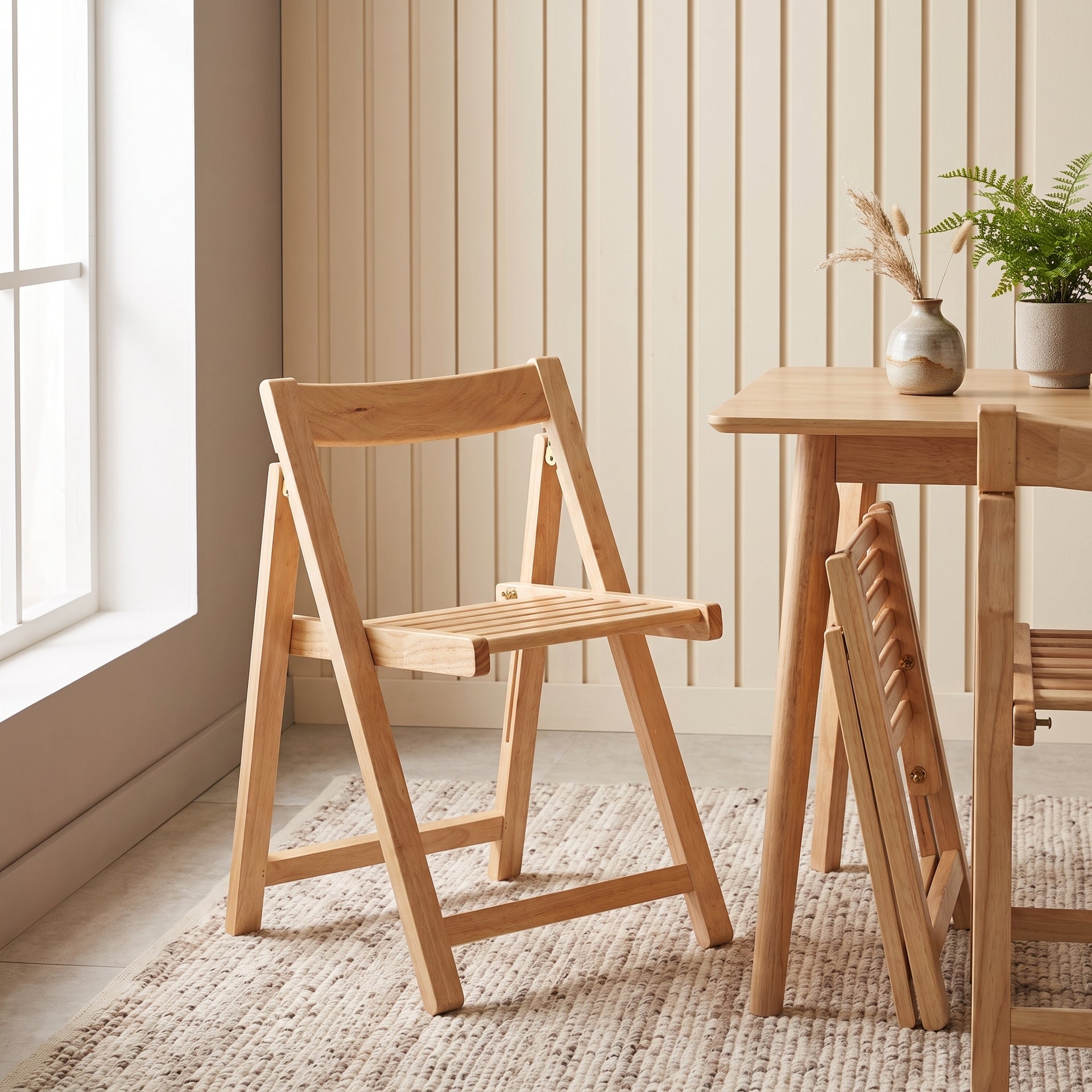 Lecce Foldable Dining Chair, Wood, Set of 2