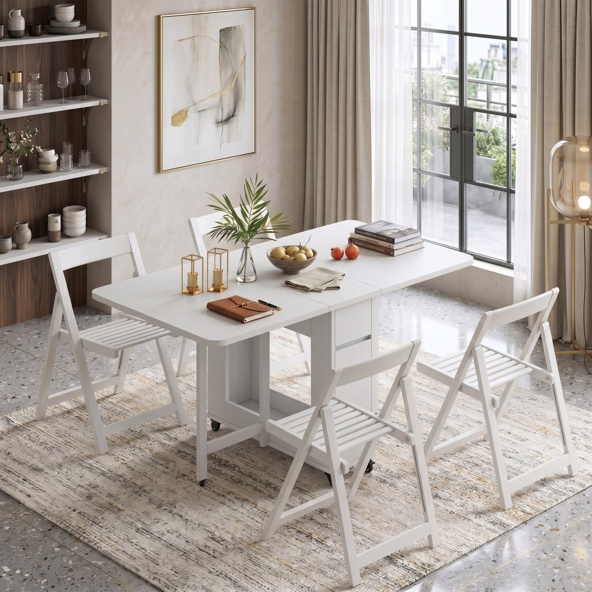 Lecce Foldable Dining Table, 1.4M, White