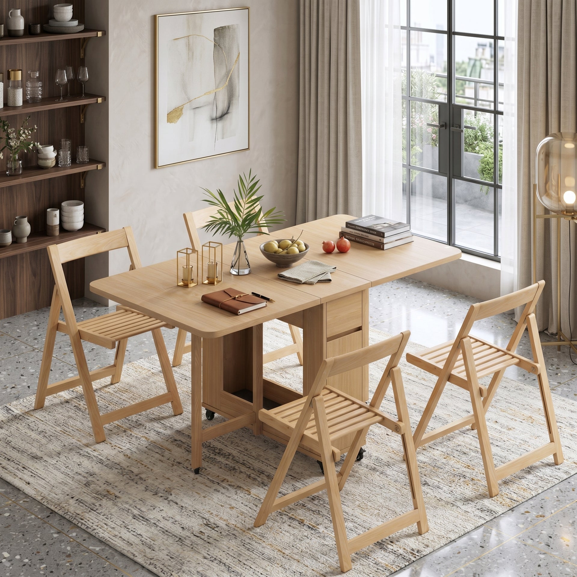Lecce Foldable Dining Table, Oak, 1.4M