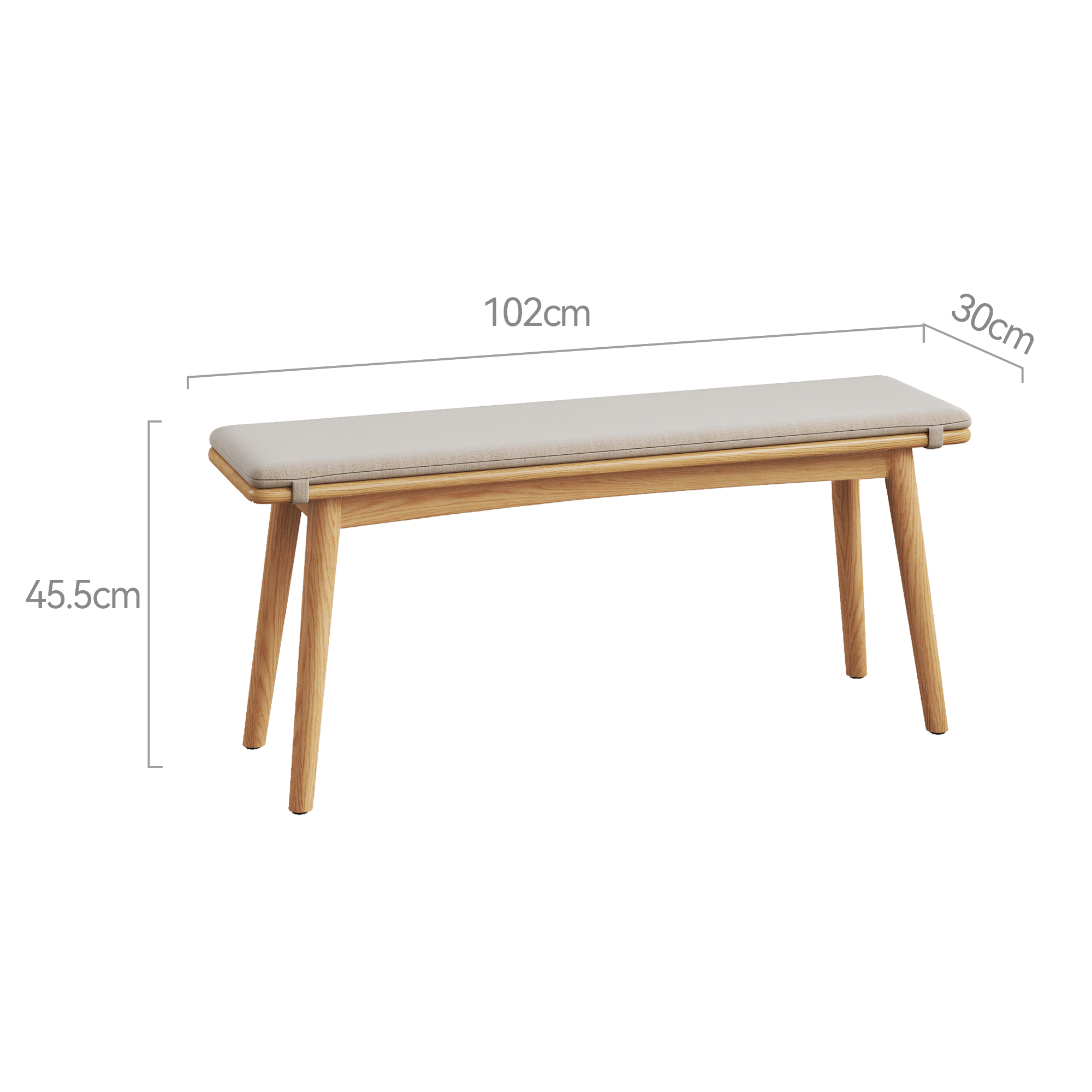 Legnano dining bench with solid wood frame, cushioned seat and removable pad | Proferlo