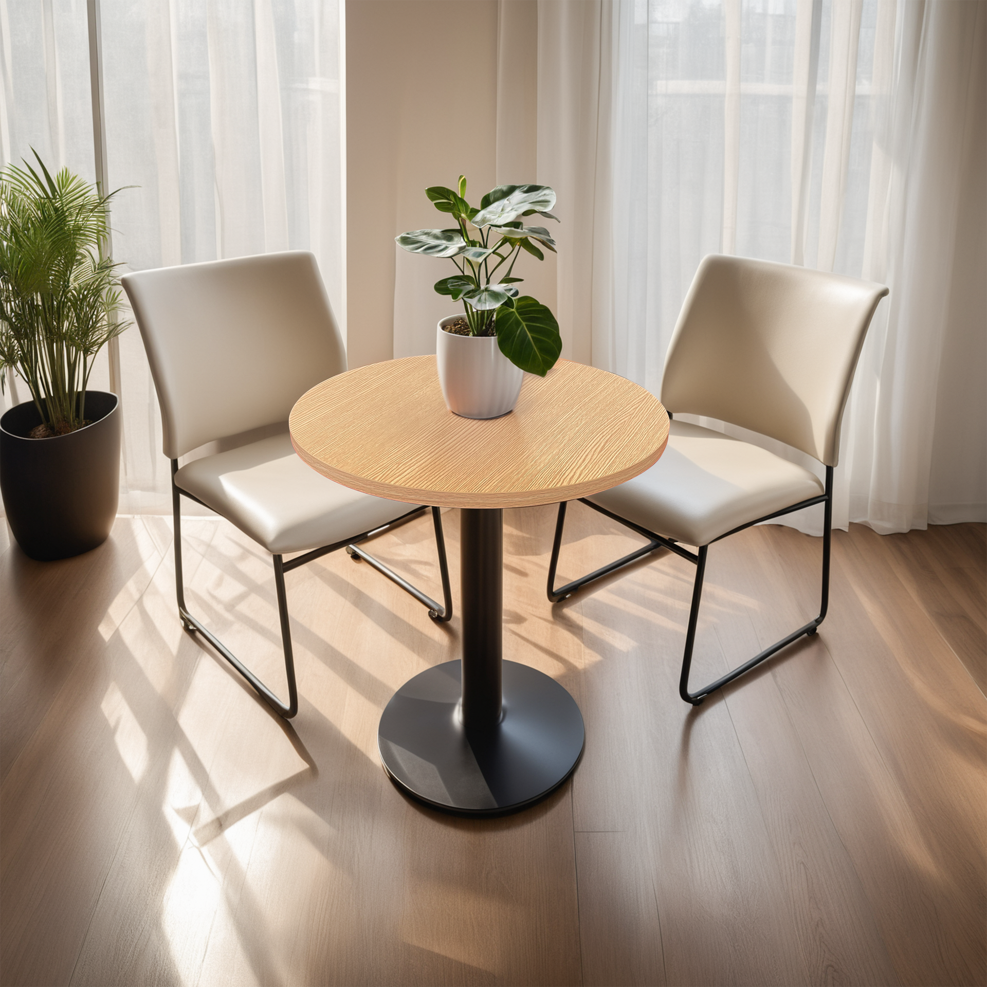 Lerici Round Coffee table, Wood & Black, 600x600x720mm