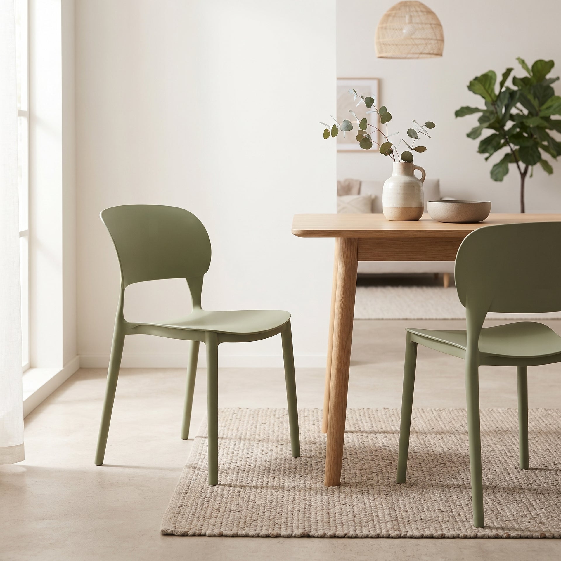 Lucca Stackable Dining Chair, Green, Set of 2