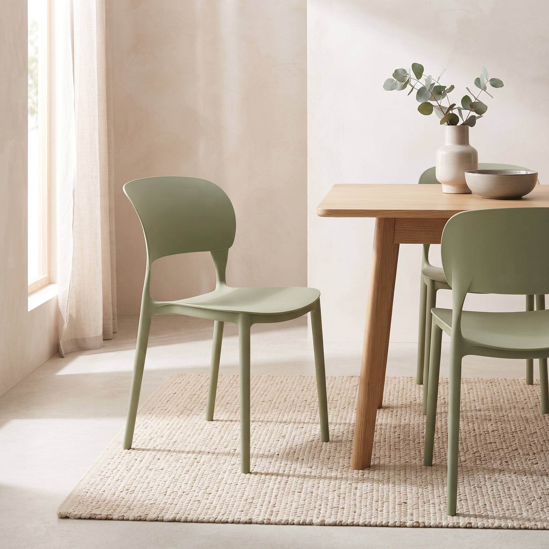 Lucca Stackable Dining Chair, Green, Set of 2