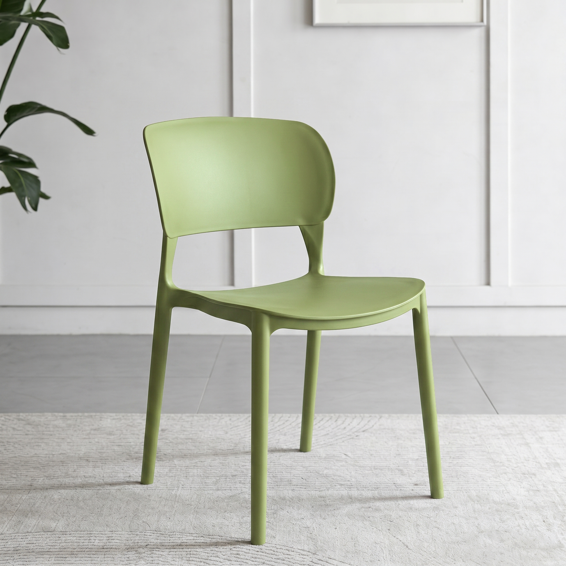 Lucca Stackable Dining Chair, Green, Set of 2