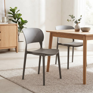 Lucca Stackable Dining Chair, Grey, Set of 2