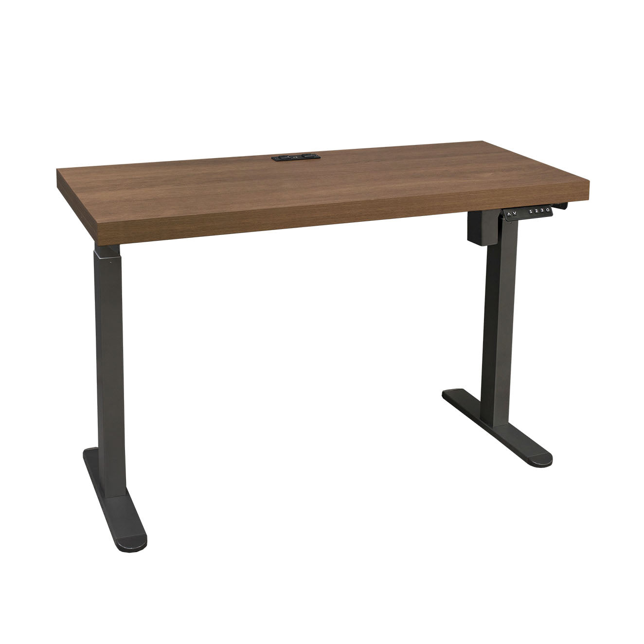 Asti Electric Standing Desk, 1.4M, Golden Walnut & Grey, with Charger