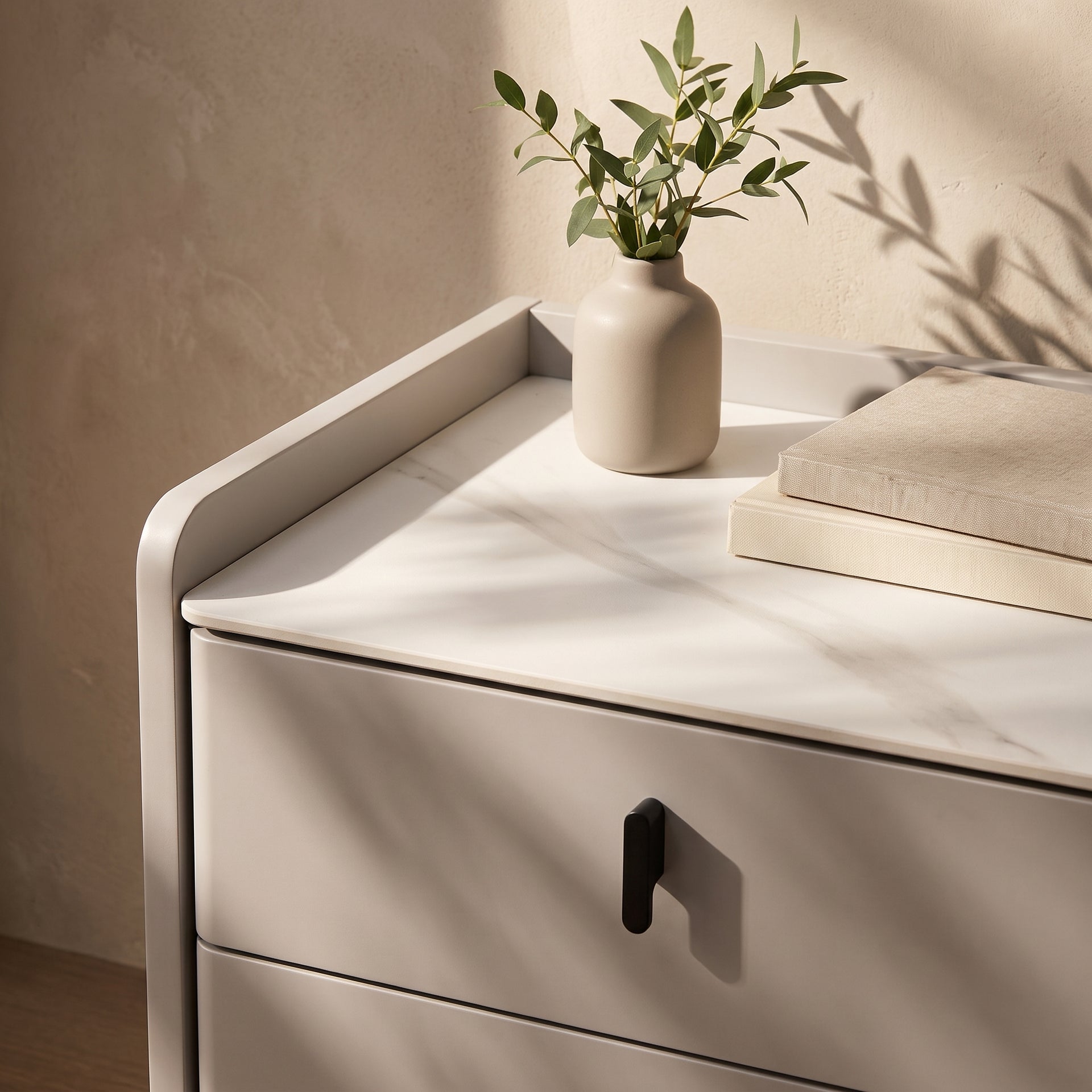 Merano Bedside Table, Grey & White