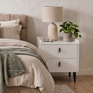Merano Bedside Table, Grey & White