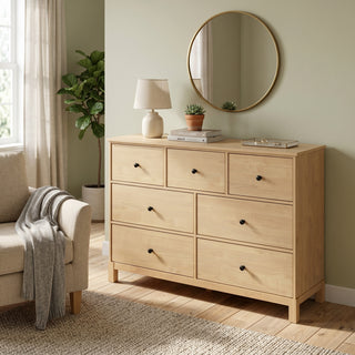 Modena 7 Drawers Lowboy, Oak