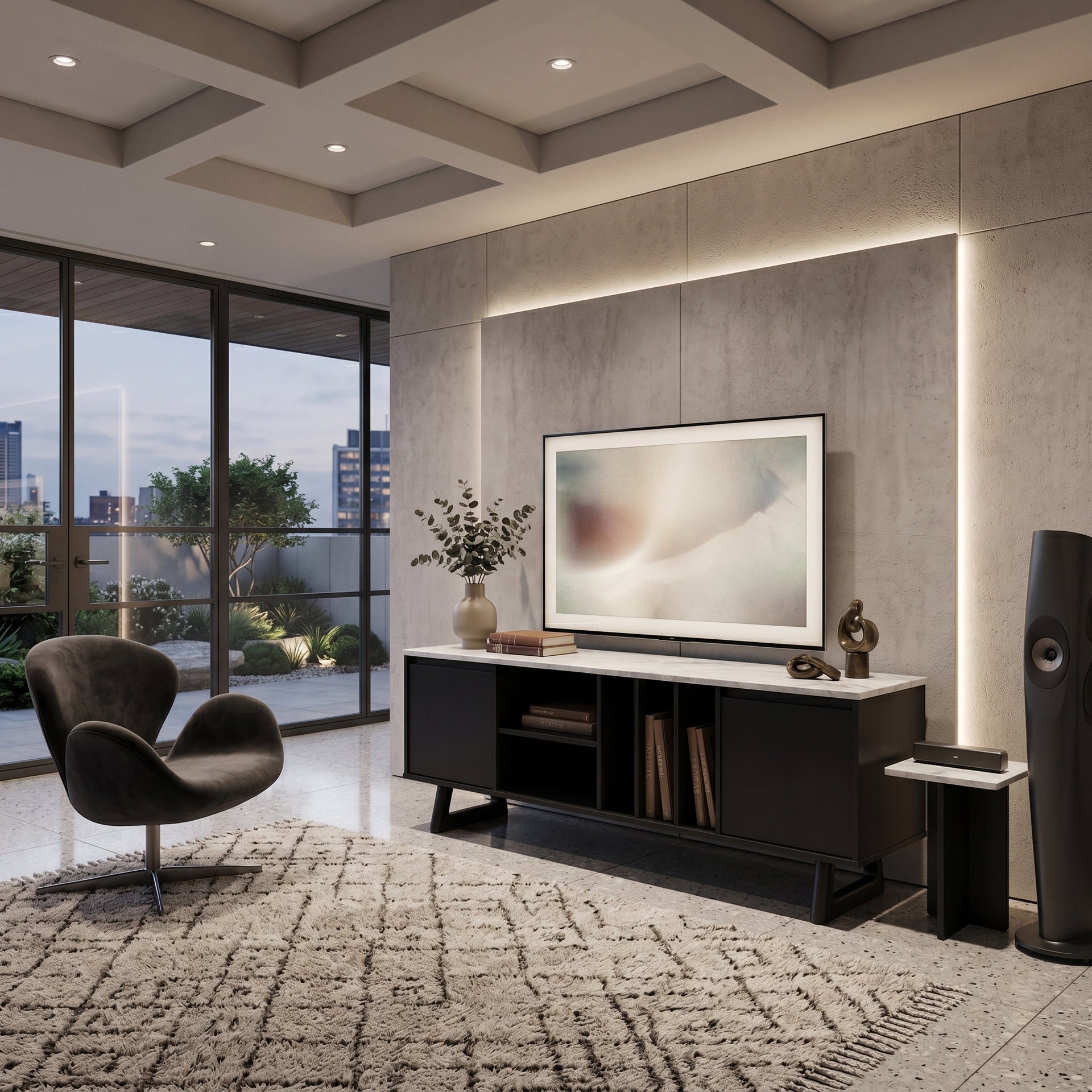Morra TV Stand, 1.8M, Black & White