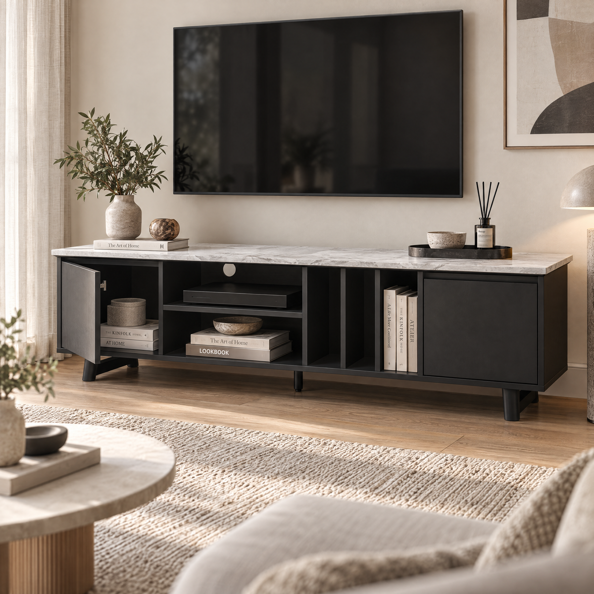 Morra TV Stand, 2M, Black & White