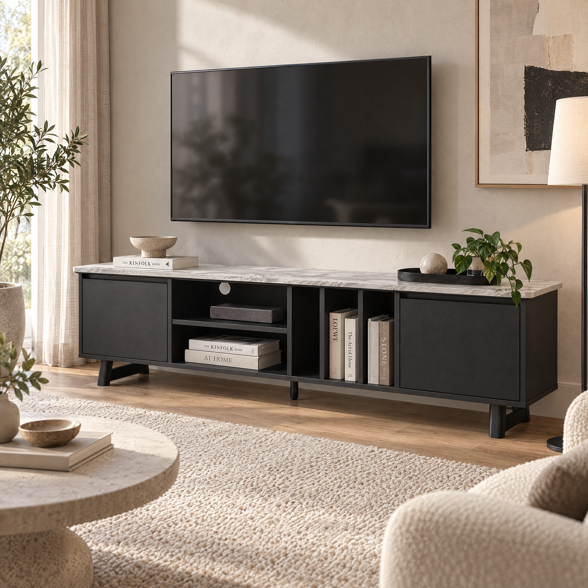 Morra TV Stand, 2M, Black & White