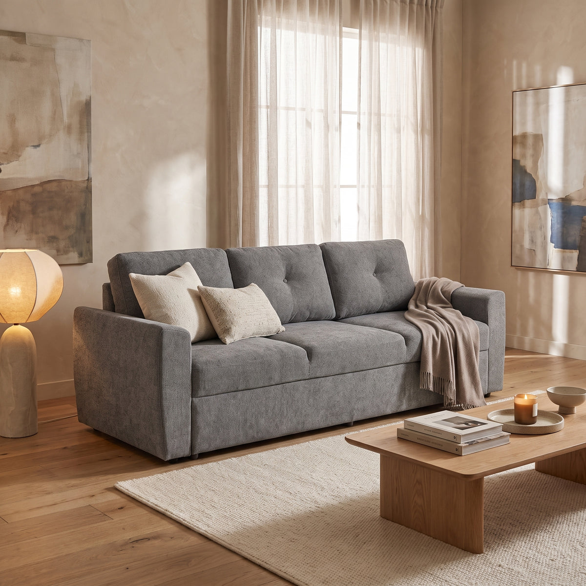 Nola 3-Seater Sofa Bed, Blue Ashes