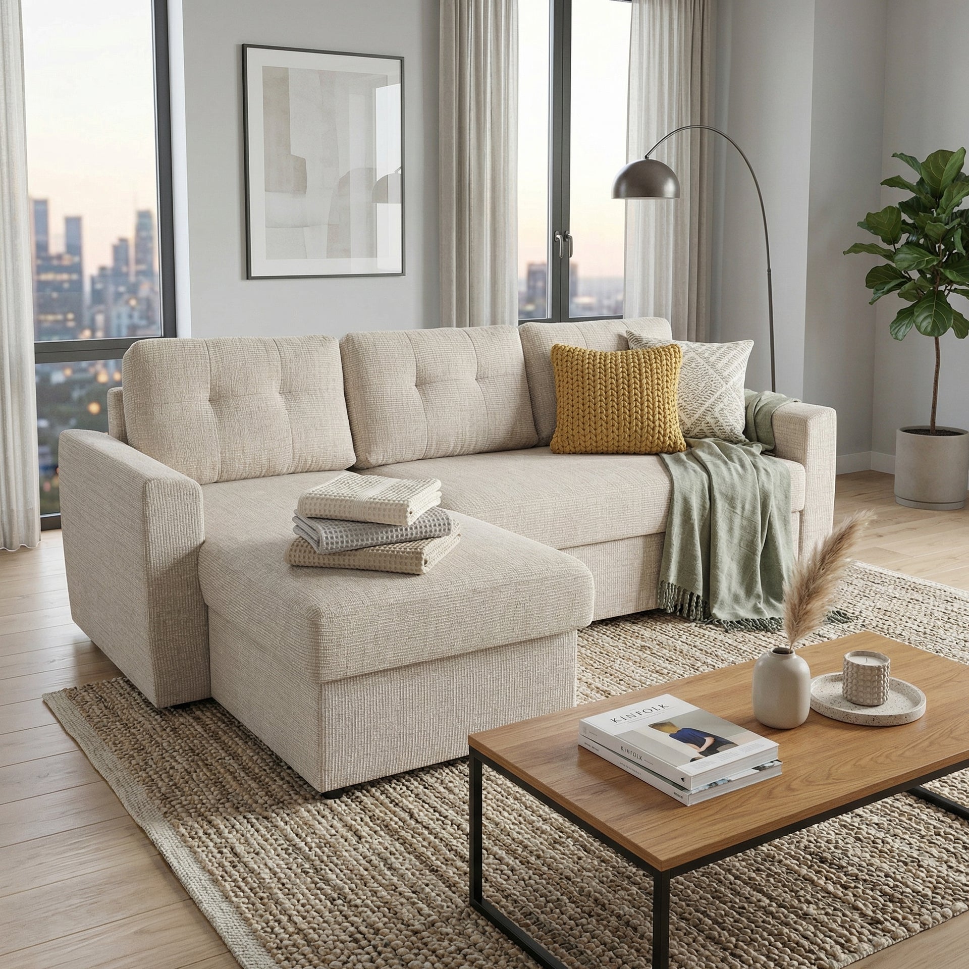 Nola 3 Seater Sofa bed with Storage, Cameo