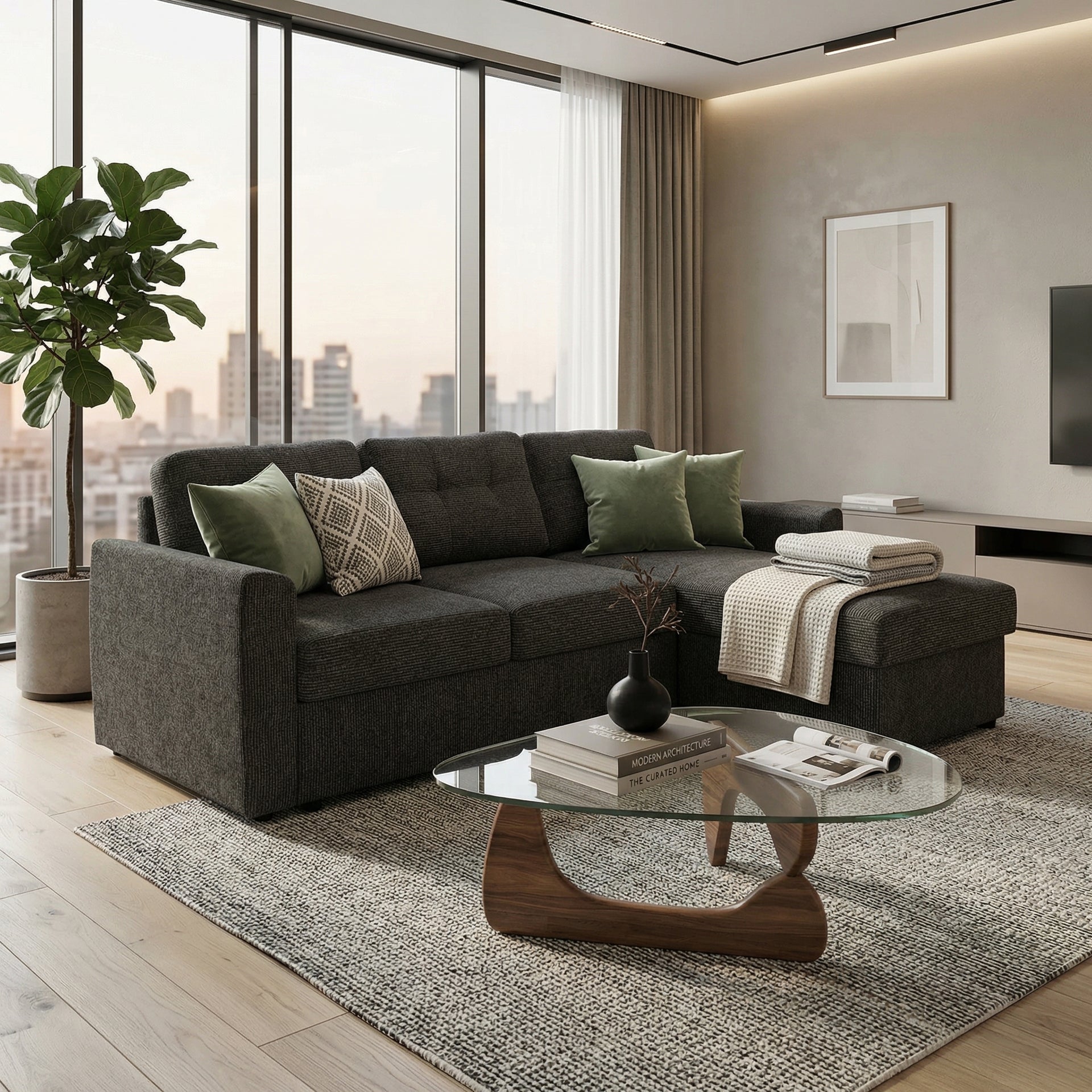 Nola 3 Seater Sofa bed with Storage, Carbon Black