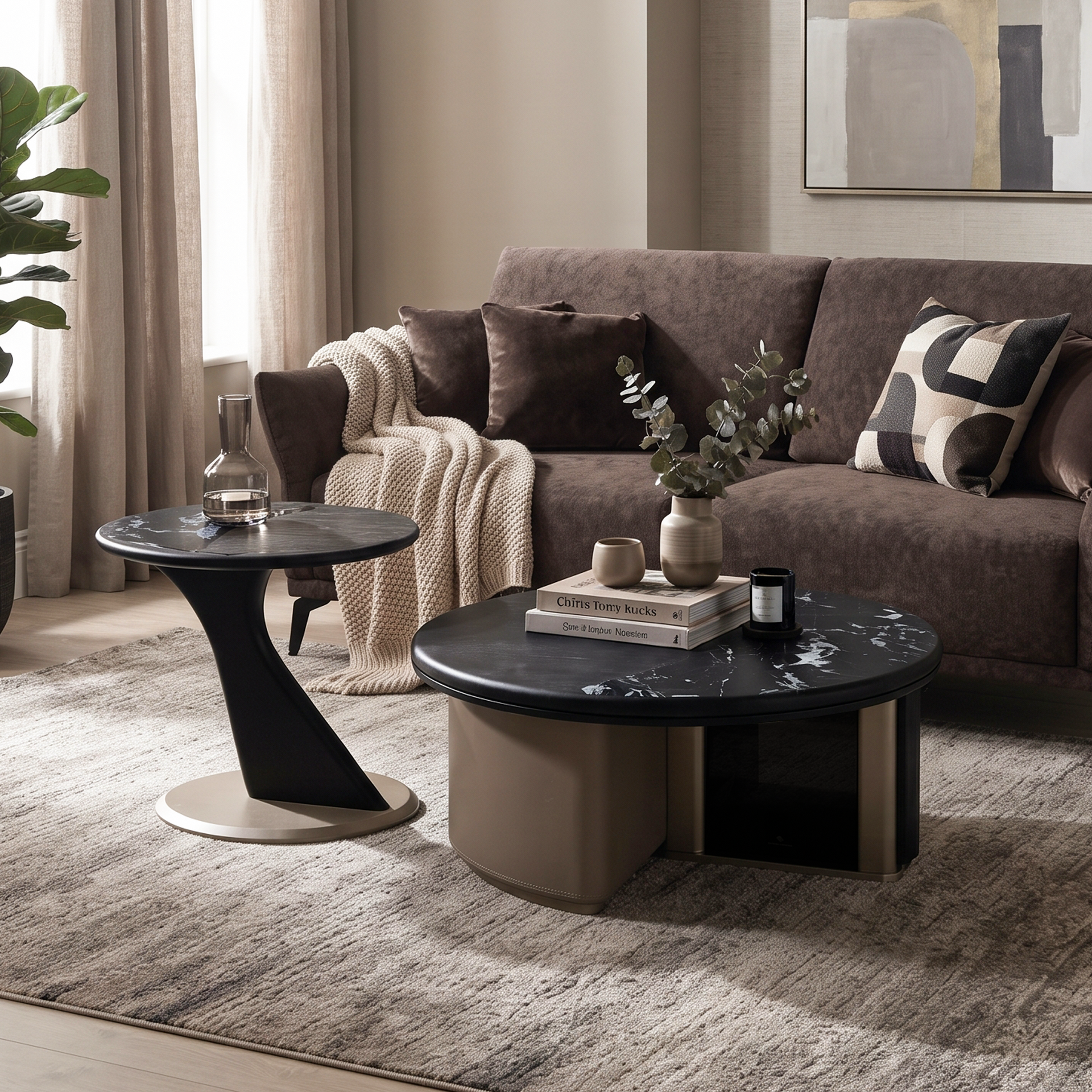 Noto Coffee Table, Black Rose, Set of 2