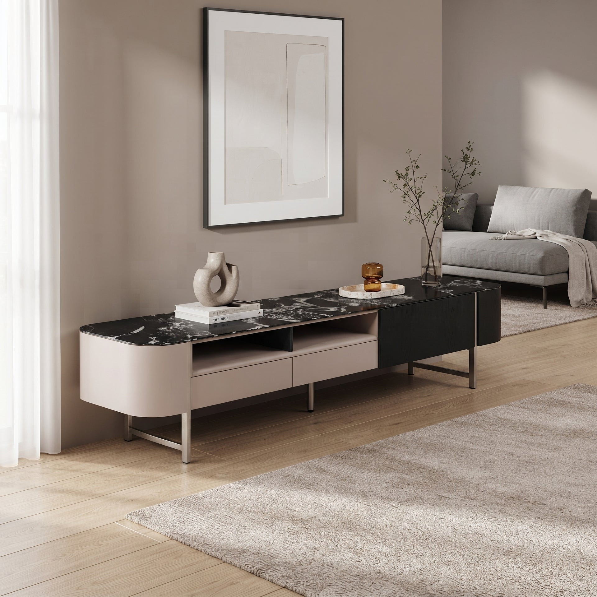Noto TV Stand, 2M, Black Rose