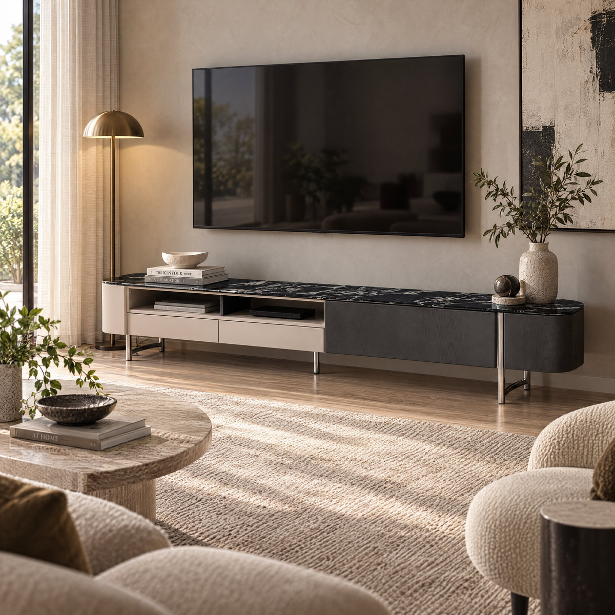 Noto TV Stand, 2M, Black Rose