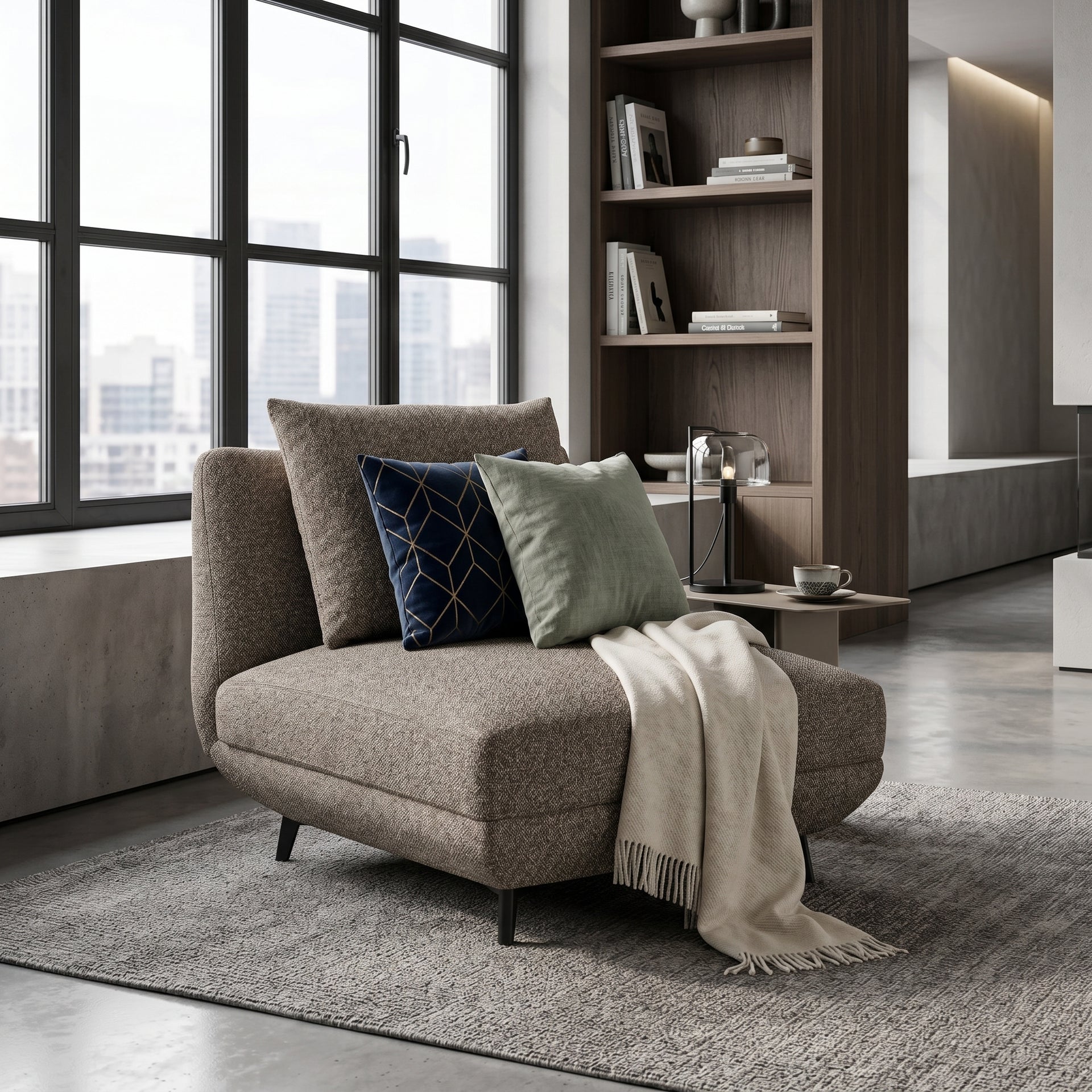 Novara Sectional Sofa, Brown, Middle Section